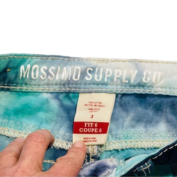 10/$25🦋 Mossimo Teal & Blue Tie Dye Low-Rise Distressed Frayed Denim Shorts - 3 - Picture 5 of 11